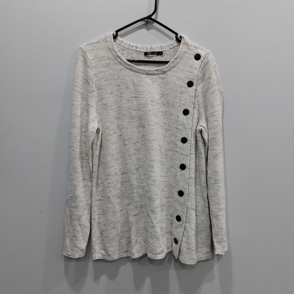 NIC+ZOE Sweaters - Nic+Zoe Melange-knit Snap Sweater In Moondust Heather Large